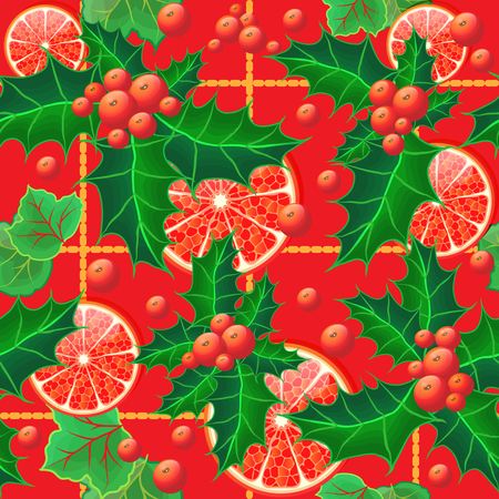 Seamless background for winter and christmas theme with hollyのイラスト素材