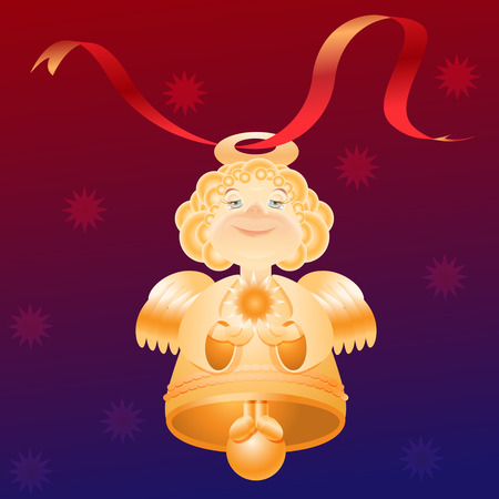 Vector Illustration. Angel bell on blue red background.のイラスト素材