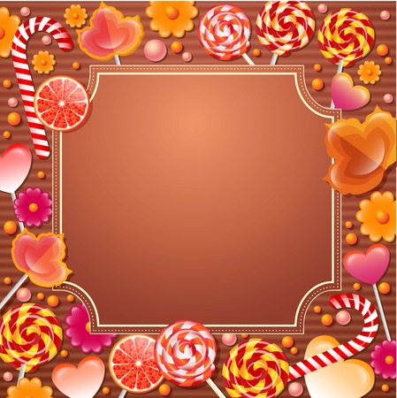 Vector frame with  sweets. Candys glow motley illustration.のイラスト素材
