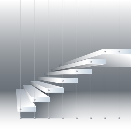 Vector illustration with  black and white stairs on drey background.  3d geometric background.のイラスト素材