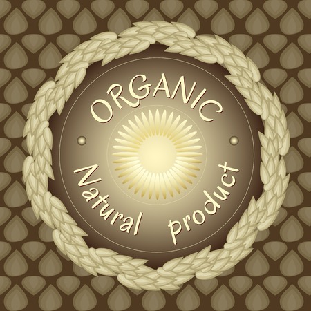 Organic theme vector illustration. Badge template with text Organic, Natural product.のイラスト素材