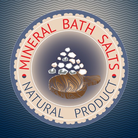 Natural product theme vector illustration. Badge template with text Mineral Bath Salts, Natural Product.のイラスト素材