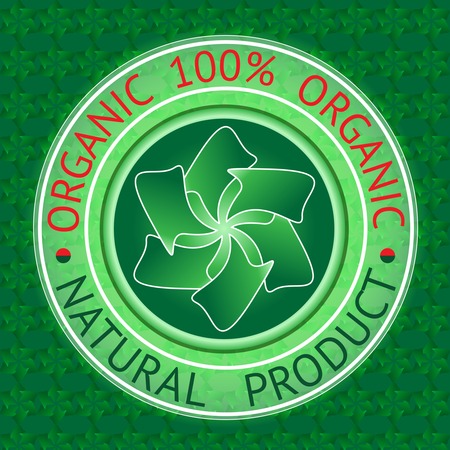 Organic theme vector illustration. Badge template with text Organic, Natural product.のイラスト素材
