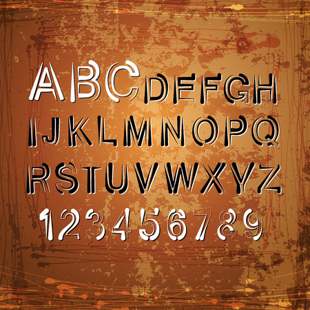 Vector grunge alphabet.  Letters and numbers set for your design.のイラスト素材
