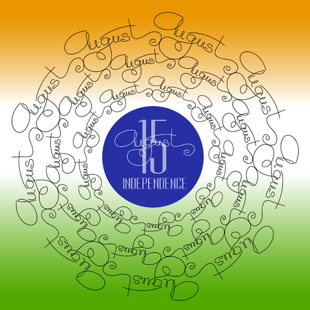 Ornamental poster Indian Independence Day with mandala.  Invitation card in vector. Concept Indian Independence Day celebrations.のイラスト素材