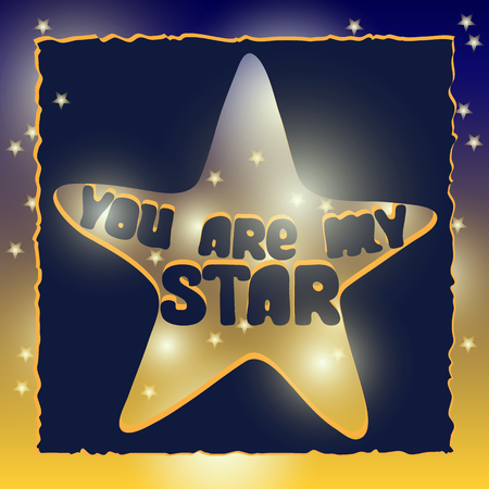 You are my star. Romantic card with night sky and star. Hand drawn vector  typography poster.のイラスト素材