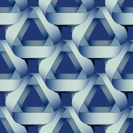 Seamless geometric pattern with blue ribbons texture.  Modern monochrome background.のイラスト素材