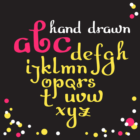 Hand drawn letters. Vector cursive alphabet Lowercaseのイラスト素材