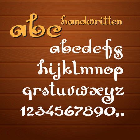 Vector  Hand drawn alphabet. Letters and numbers.のイラスト素材