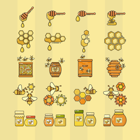 Vector illustration of outline style beekeeping product.のイラスト素材