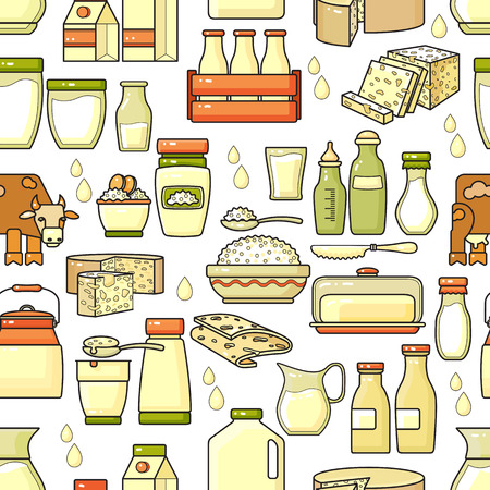 seamless pattern of hand drawn line art dairy.のイラスト素材