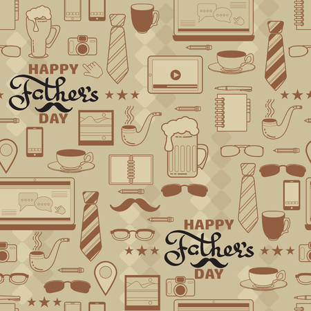 Happy Fathers day seamless pattern.  Vector illustration.のイラスト素材