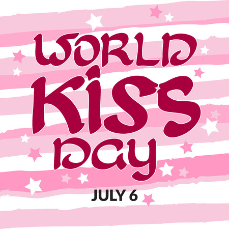Congratulation World Kiss Day with handwritten words. July 6.のイラスト素材