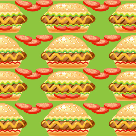 Vector Seamless  pattern with big hot dog.のイラスト素材
