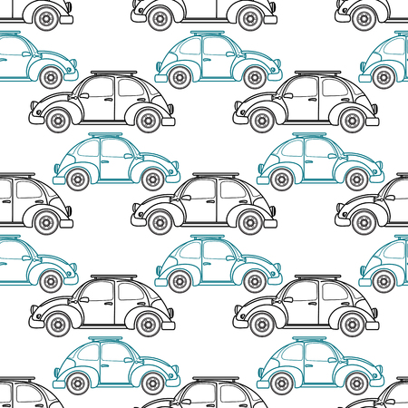 Cartoon retro car seamless pattern. Vector illustration.のイラスト素材