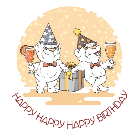 Happy Birthday card with two cute bears.のイラスト素材