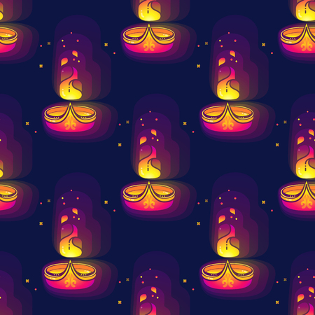 Diwali seamless pattern. Diwali lamp bright colorful sign.のイラスト素材