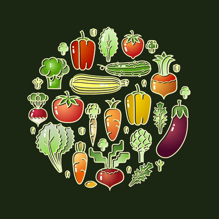 Cartoon style vegetables.のイラスト素材