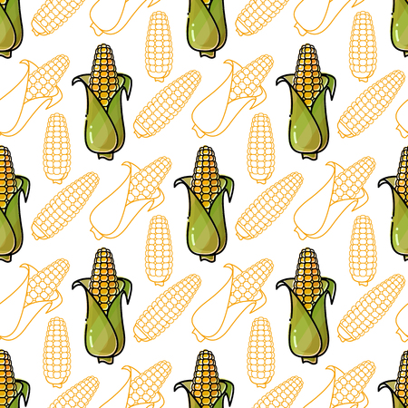 Seamless pattern with corn. Vector backgroundのイラスト素材