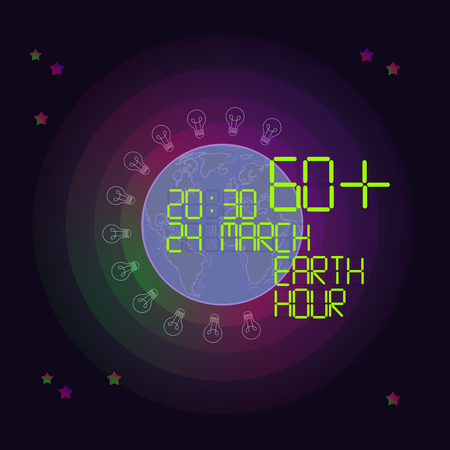 Earth Hour concept. Vector illustration.のイラスト素材