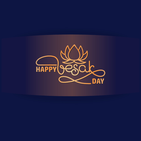 Happy Vesak Day card. Handwritten lettering with lotus.のイラスト素材