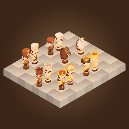 Isometric cartoon chess pieces.のイラスト素材