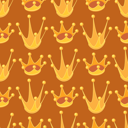 Seamless pattern with cartoon golden crown. Cute background.のイラスト素材