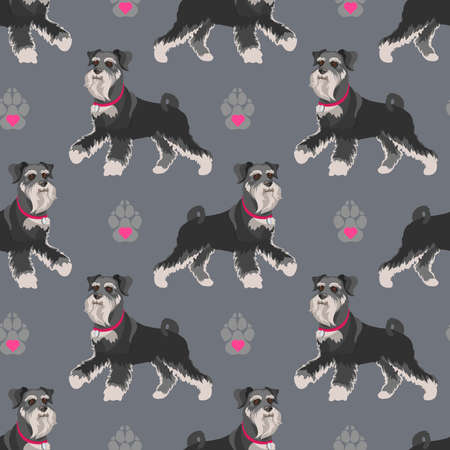 Dog breed Schnauzer seamless pattern. Vector flat illustration.のイラスト素材