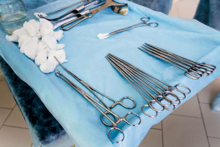Medical instruments. Scalpel. Medics hands. The medicine.