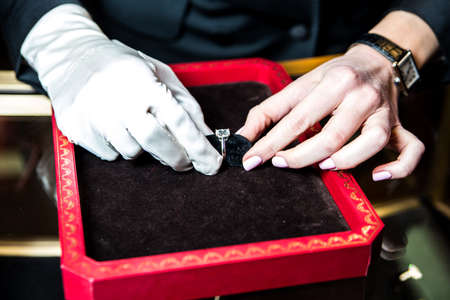 Jewelry on black velor. Jewelry presentation.