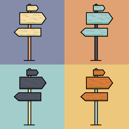 Colorful cartoon pointer in blue, yellow, orange, purpleのイラスト素材