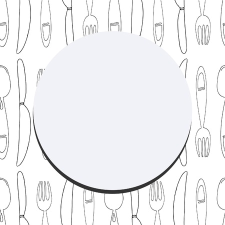 Hand drawnbackground for restaurants, cafe, menu with fork, knife and spoon.のイラスト素材