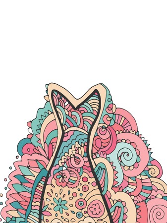 Hand drawing Decorative, abstract fish tail. Coloring book.のイラスト素材