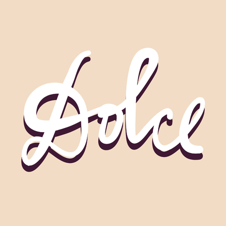 dolce ( sweet in Italian language) poster or card. Ink illustration. Hand drawn lettering. Modern calligraphy.のイラスト素材