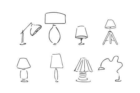 Lamp doodle sketch. Hand drawn illustration for your designs: interior projects, cards.のイラスト素材