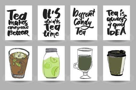 Tea is always a good idea. Tea makes everything better. It's always tea time. . Hand lettering and custom typography for your designs: t-shirts, bags, for posters, invitations, cardsのイラスト素材