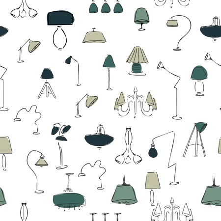 Lamp doodle sketch. Hand drawn illustration for your designs: interior projects, cards.のイラスト素材