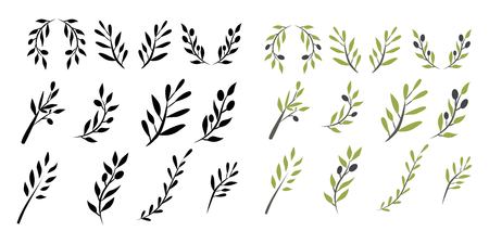 Olive brunch set. Vector illustrationのイラスト素材