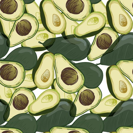 Avocado, banana, pineapple vector illustration. Food background.のイラスト素材