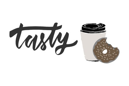 Tasty. Modern calligraphic style. Hand lettering and custom typography for your designs: t-shirts, bags, for posters, invitations, cards, etcのイラスト素材