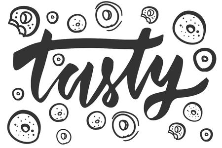 Tasty. Modern calligraphic style. Hand lettering and custom typography for your designs: t-shirts, bags, for posters, invitations, cards, etcのイラスト素材