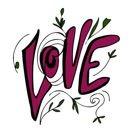 love. Hand lettering and custom typography for your design. Doodle sketchのイラスト素材