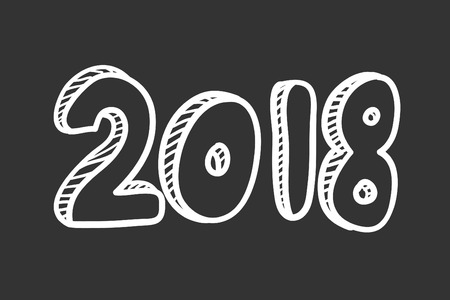 new year 2018 text design . Hand lettering design. Vector illustration.のイラスト素材
