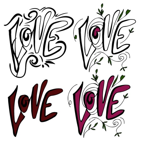 love. Hand lettering and custom typography for your design. Doodle sketchのイラスト素材