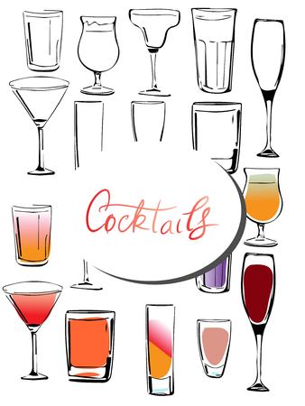 Coctail hand drawn illustration for your design: menu, cardsのイラスト素材