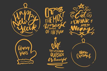 Holiday card lettering design. Typographic print poster. T shirt hand lettered calligraphic design. Vector illustration.のイラスト素材