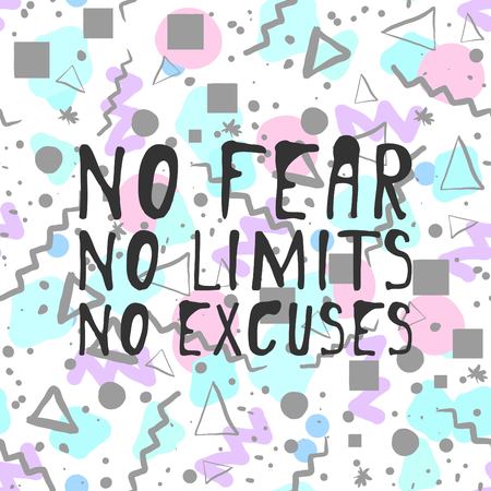 No fear. No limits. No regrets  Hand lettering and custom typography for your designs: t-shirts, bags, for posters,のイラスト素材