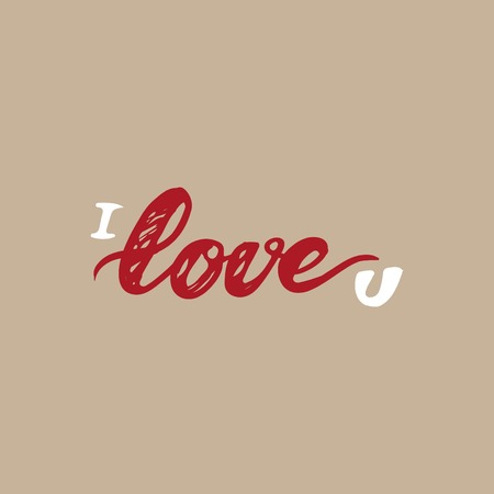 I love you. Hand lettering and custom typography for your designs: t-shirts, bags, for posters, invitations, cards, etc.のイラスト素材