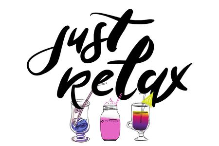 Relax quote. Time t relax. Relax, dude. Take time to yourself, Hand letteringのイラスト素材