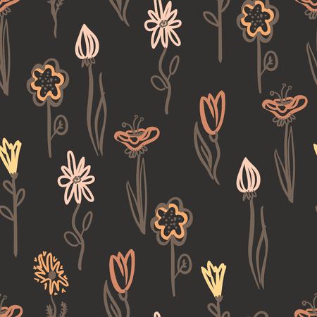 Flower seamless pattern for your design in retro style.  Vector illustrationのイラスト素材